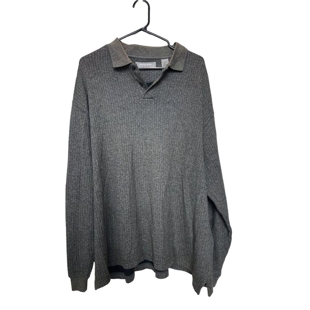 Pierre Cardin Men's Long Sleeve Polo Shirt XXL Gray Casual 100% Cotton